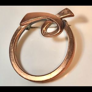 Renoir 1 1/2” copper brooch pin signed